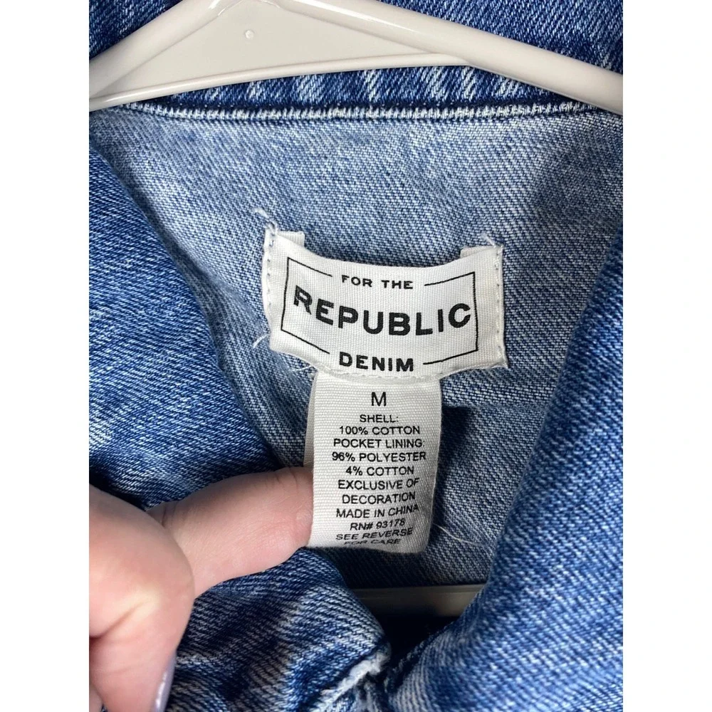 👖✨ FOR THE REPUBLIC Denim Jacket – Size M – 